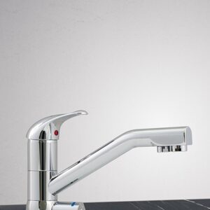 Three-way kitchen faucet in chrome finish by Sink & Bathroom Shop