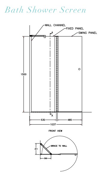 CASCADE FIXED SWING PIVOT BATH SHOWER SCREEN PANEL - Image 3