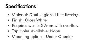 Fino 55x41 Under Counter Basin Gloss White - Image 4