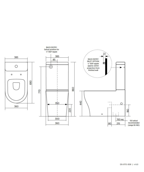 Limni Wall Faced Toilet Specs